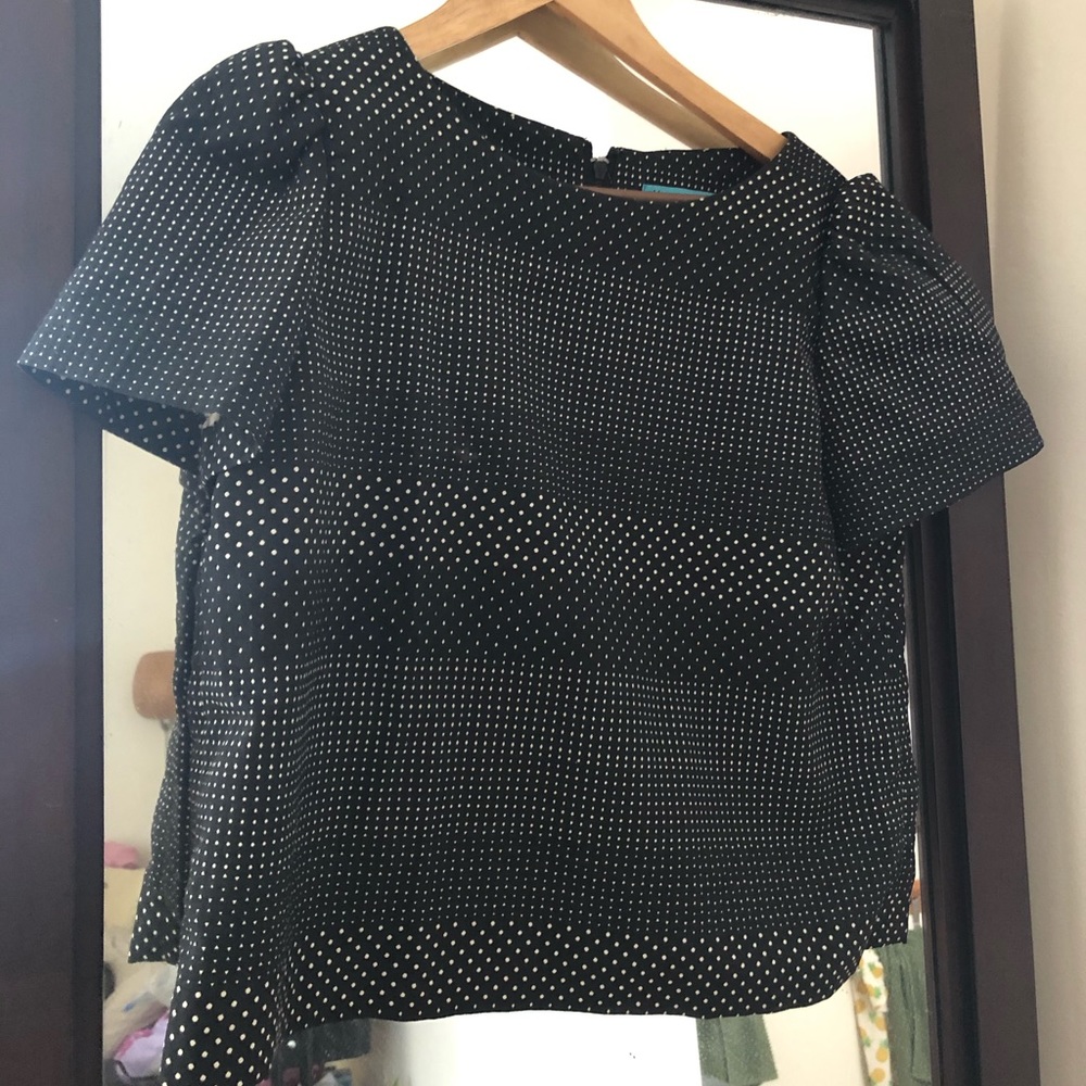 Alice + Olivia black and white dot crop top